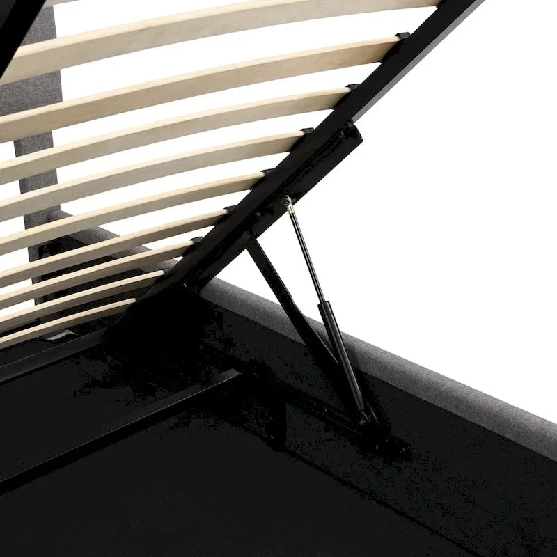 Upholstered Platform bed with a Hydraulic Storage System -