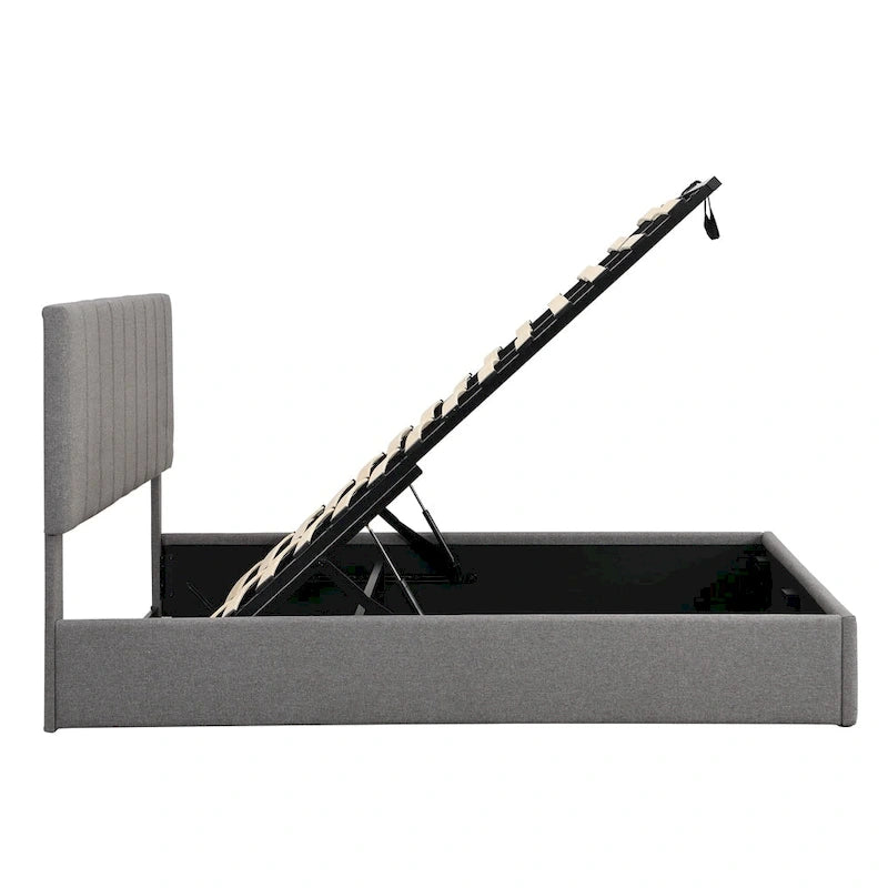 Upholstered Platform bed with a Hydraulic Storage System -