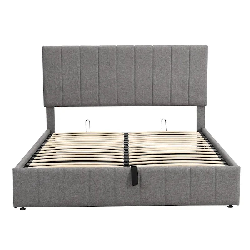 Upholstered Platform bed with a Hydraulic Storage System -