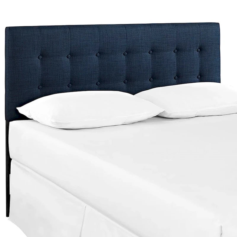 Hixson Stylish Dark Blue Fabric Upholstered King Size Headboard