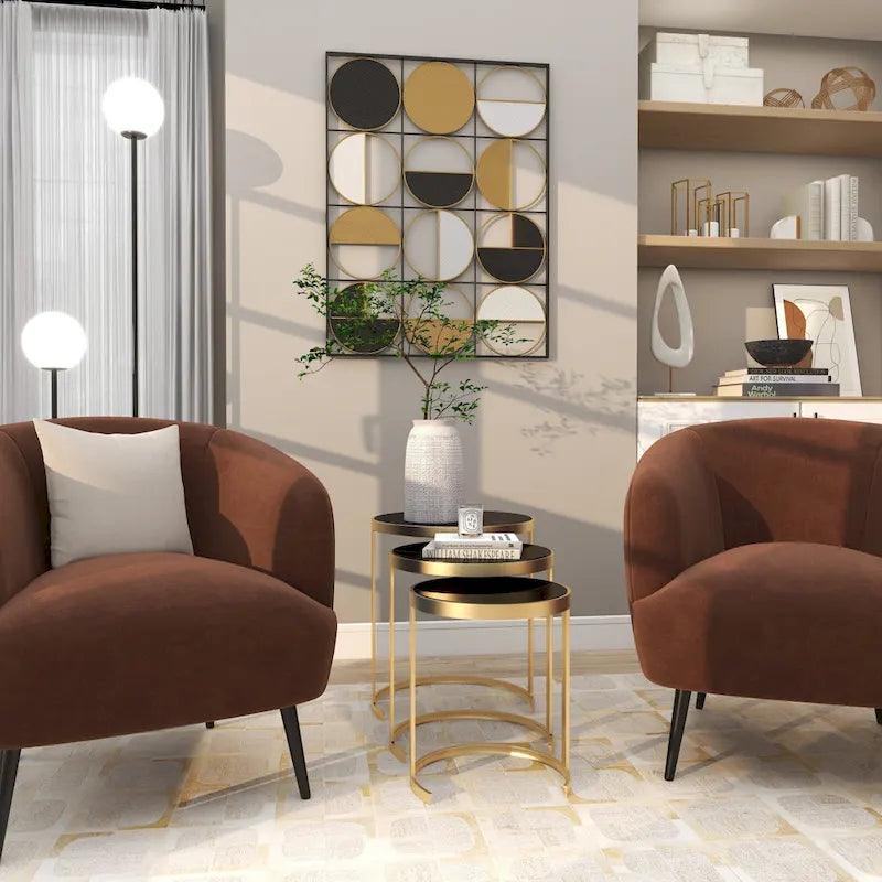 Black/Gold Metal Accent Tables (Pack of 3)