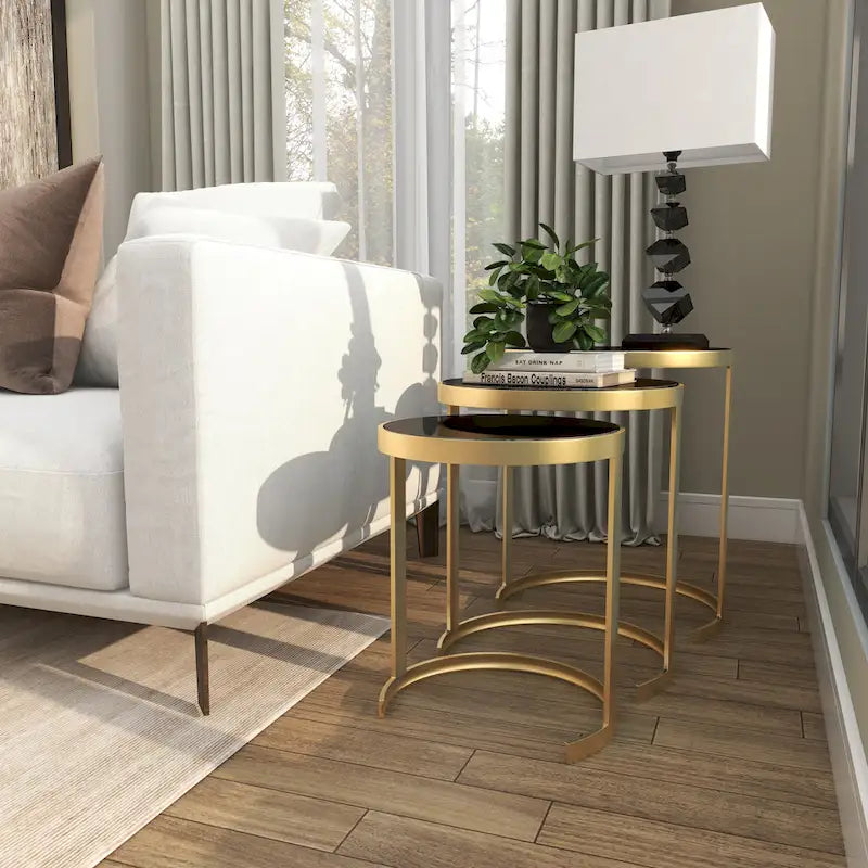Black/Gold Metal Accent Tables (Pack of 3)