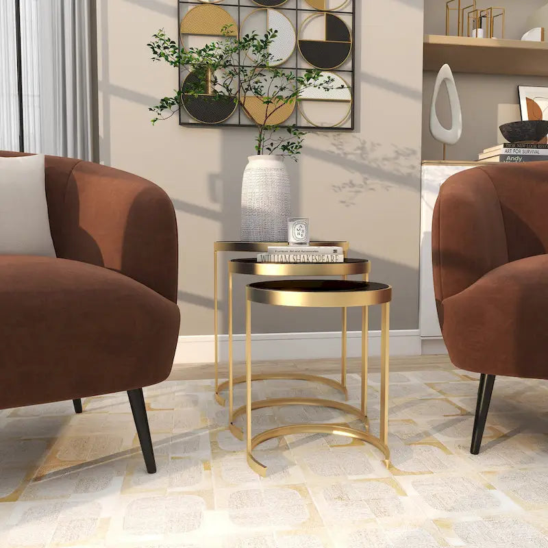 Black/Gold Metal Accent Tables (Pack of 3)