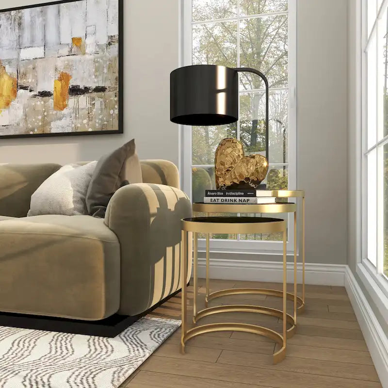 Black/Gold Metal Accent Tables (Pack of 3)