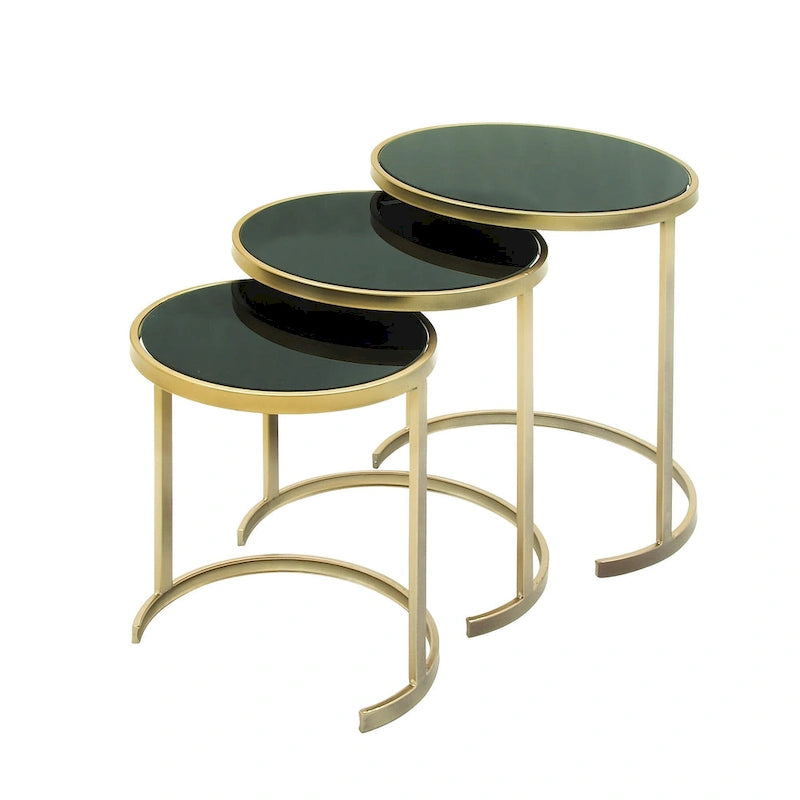 Black/Gold Metal Accent Tables (Pack of 3)