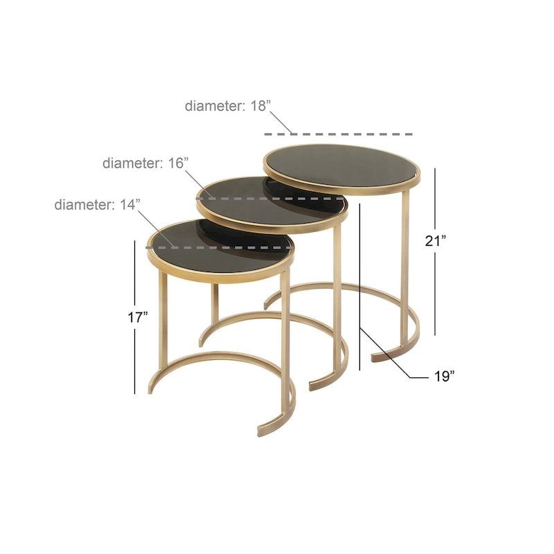 Black/Gold Metal Accent Tables (Pack of 3)