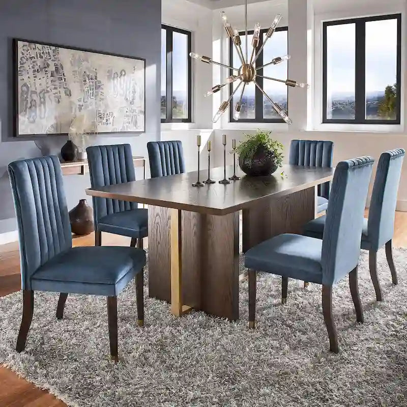 Andrea Espresso and Velvet 7-Piece Dining Set by iNSPIRE Q Modern