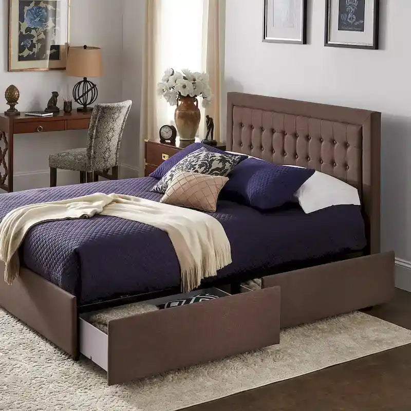 Arlert Tufted Linen Headboard Storage Platform Bed by iNSPIRE Q Classic