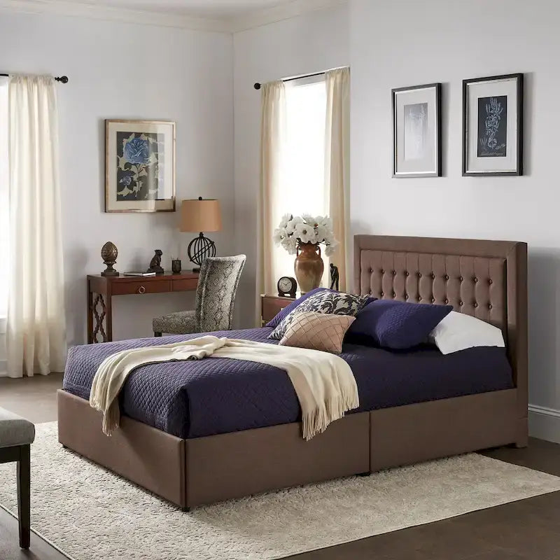 Arlert Tufted Linen Headboard Storage Platform Bed by iNSPIRE Q Classic