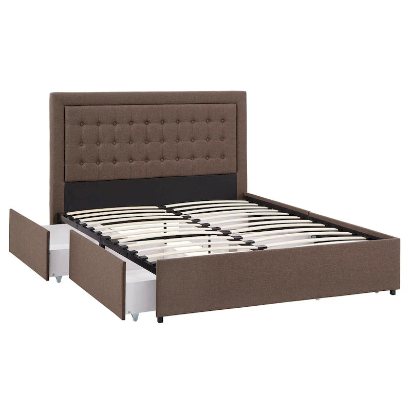 Arlert Tufted Linen Headboard Storage Platform Bed by iNSPIRE Q Classic