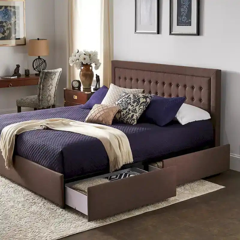 Arlert Tufted Linen Headboard Storage Platform Bed by iNSPIRE Q Classic