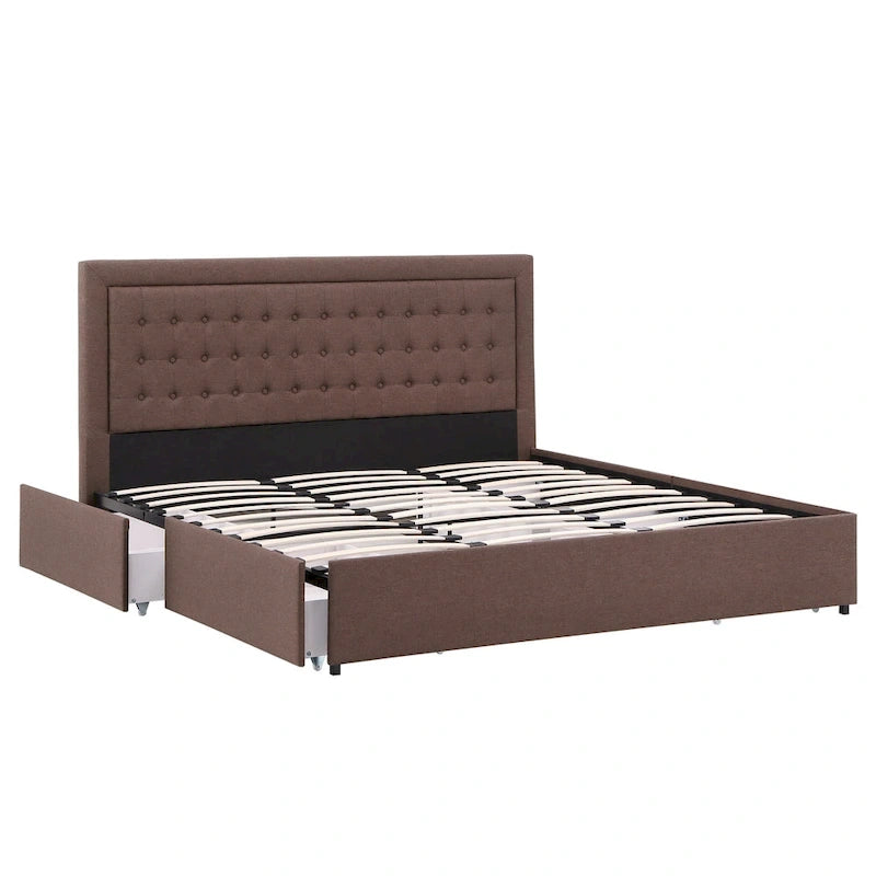 Arlert Tufted Linen Headboard Storage Platform Bed by iNSPIRE Q Classic