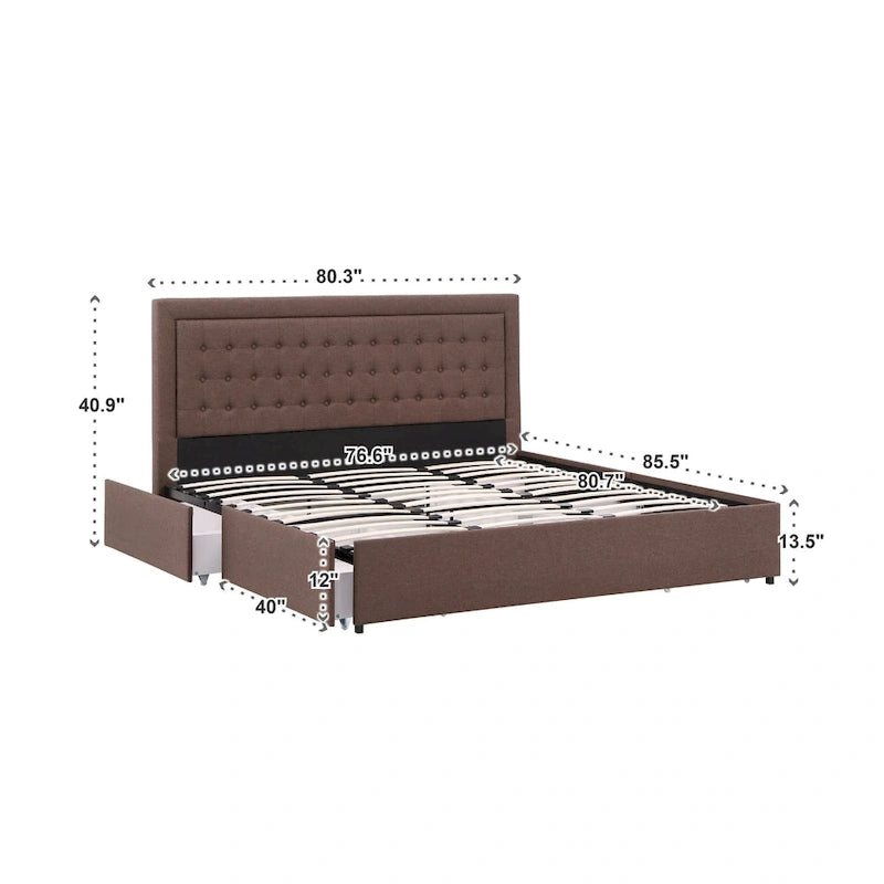 Arlert Tufted Linen Headboard Storage Platform Bed by iNSPIRE Q Classic