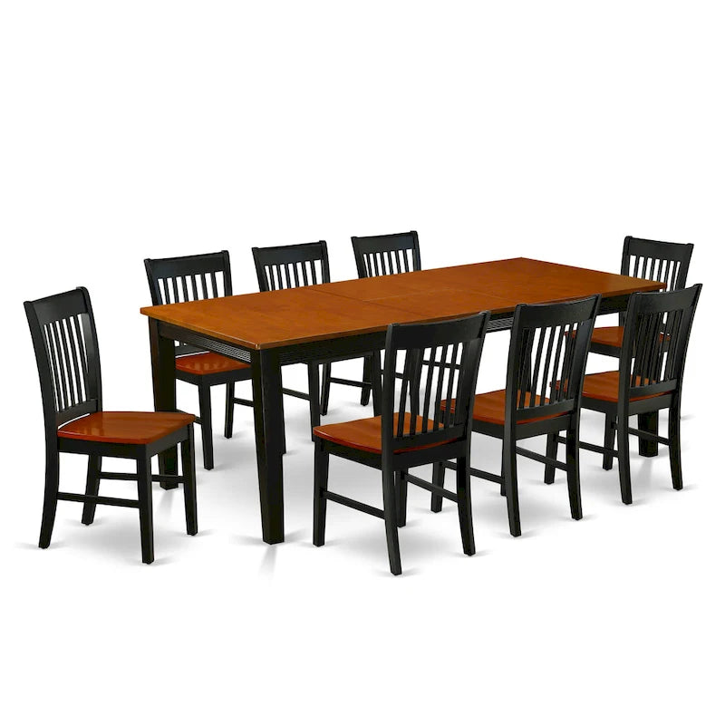 East West Furniture Dining Set- a Rectangle Dining Table and Kitchen Chairs, Black & Cherry (Pieces Option)