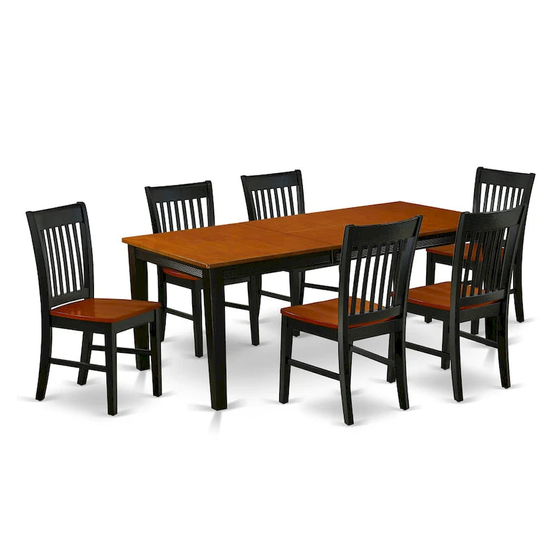 East West Furniture Dining Set- a Rectangle Dining Table and Kitchen Chairs, Black & Cherry (Pieces Option)