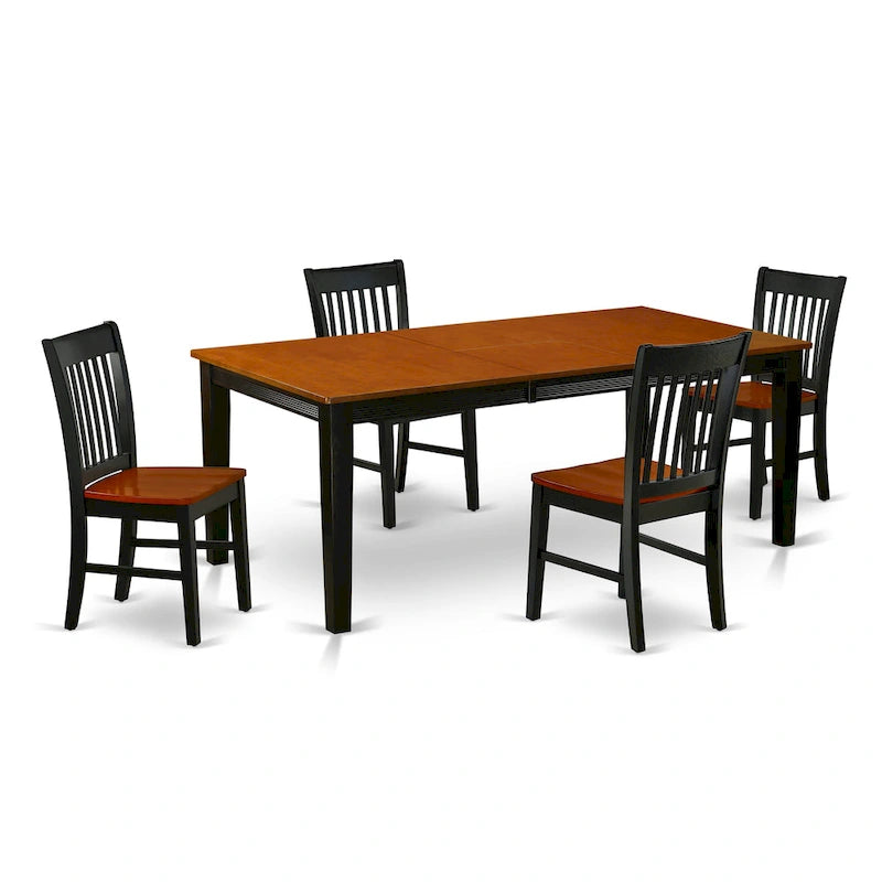 East West Furniture Dining Set- a Rectangle Dining Table and Kitchen Chairs, Black & Cherry (Pieces Option)