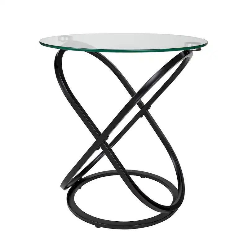 Danya B Galaxy Tempered Glass Round End Table