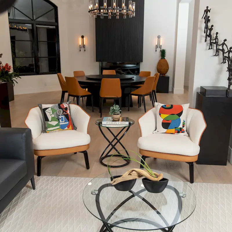 Danya B Galaxy Tempered Glass Round End Table