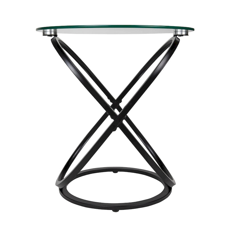 Danya B Galaxy Tempered Glass Round End Table