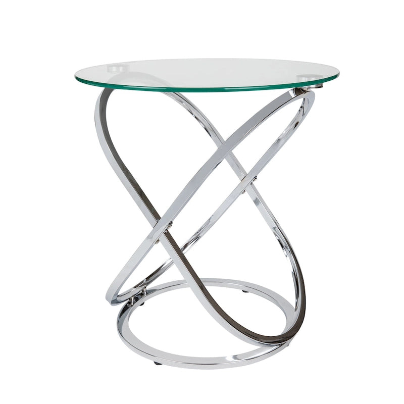 Danya B Galaxy Tempered Glass Round End Table