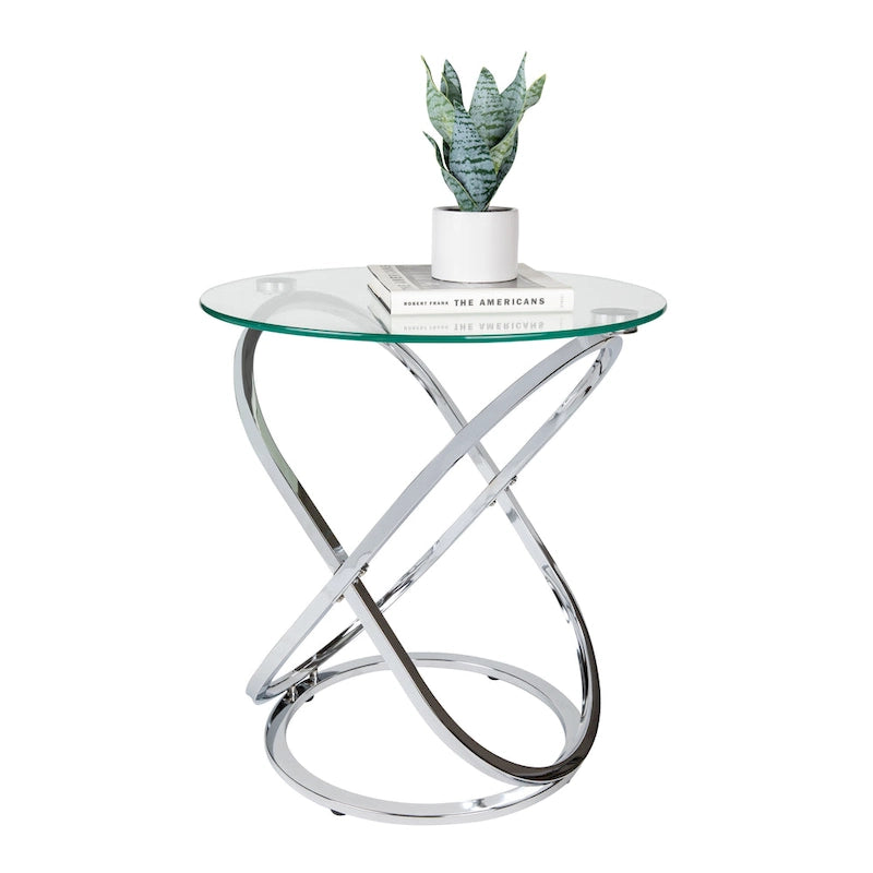Danya B Galaxy Tempered Glass Round End Table
