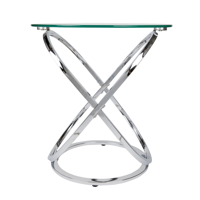 Danya B Galaxy Tempered Glass Round End Table