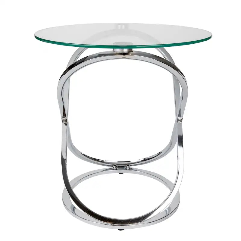 Danya B Galaxy Tempered Glass Round End Table