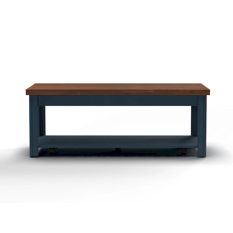 Bridgevine Home Nantucket 48 inch Coffee Table, No Assembly Required, Blue Denim and Whiskey