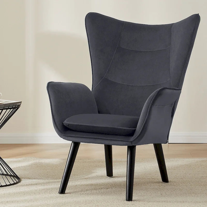 Upholstered Wingback Armchair Leisure Accent Chair, Single - 40.55 H x 28.34 W x 33.1 D