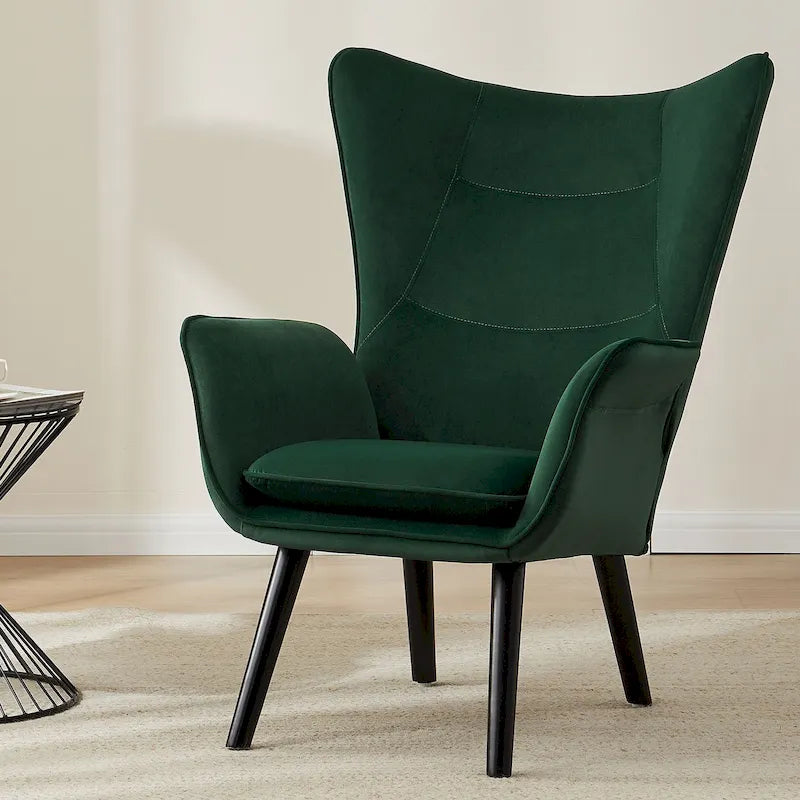 Upholstered Wingback Armchair Leisure Accent Chair, Single - 40.55 H x 28.34 W x 33.1 D