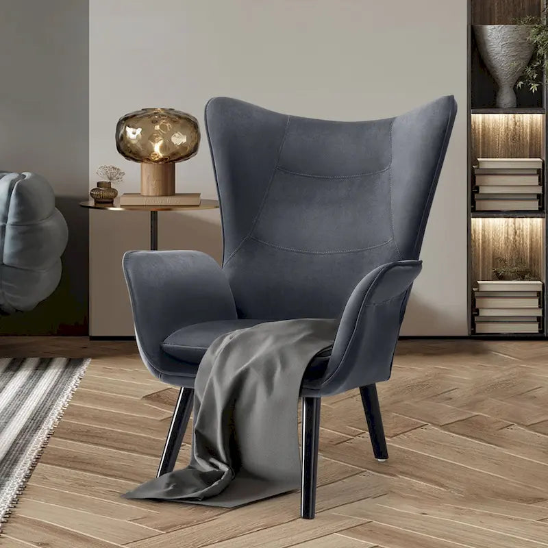 Upholstered Wingback Armchair Leisure Accent Chair, Single - 40.55 H x 28.34 W x 33.1 D