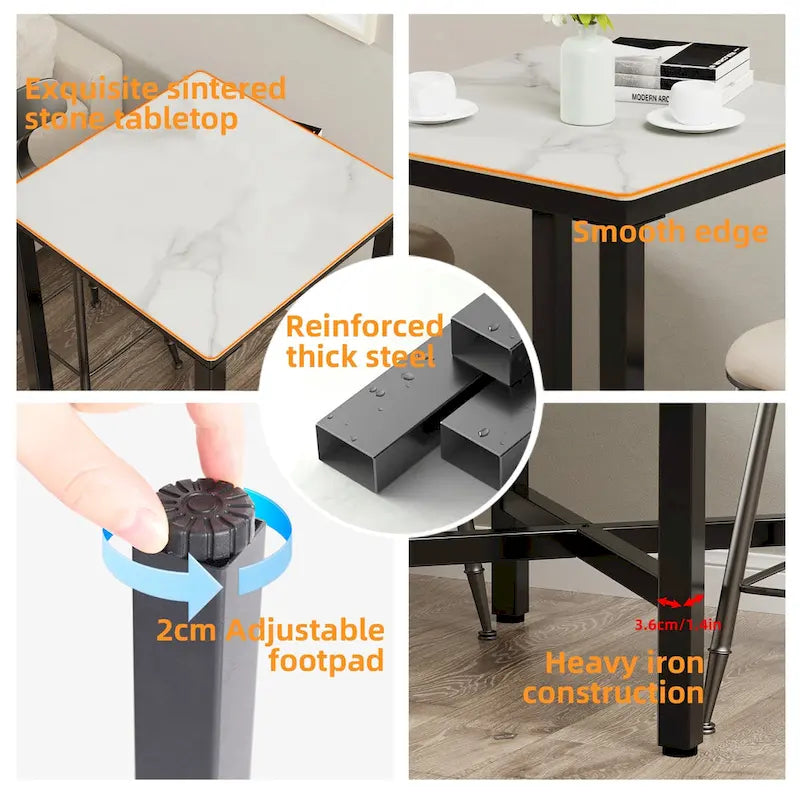 Bar Height 41.4 Dining Table - 27.55x27.55x41.4 inch