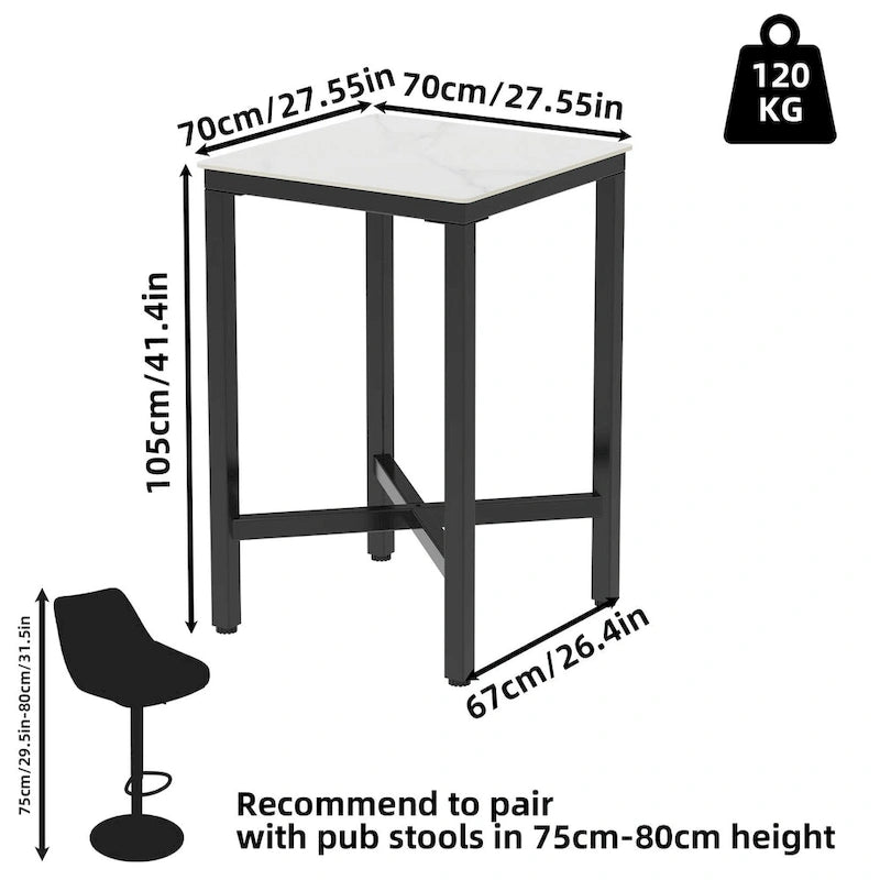 Bar Height 41.4 Dining Table - 27.55x27.55x41.4 inch