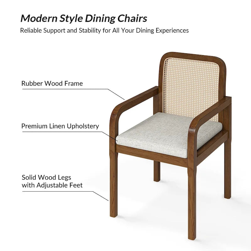 Antoine Modern Ratten Back Dining Chair with Removable Cushion by HULALA HOME