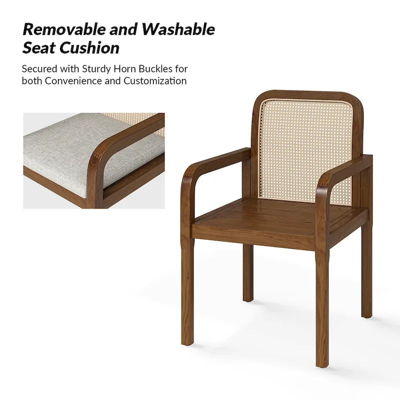 Antoine Modern Ratten Back Dining Chair with Removable Cushion by HULALA HOME