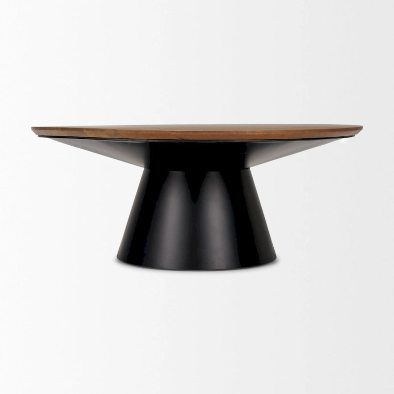 Mitchell Solid Wood Top with Black Cast Iron Base Round Coffee Table