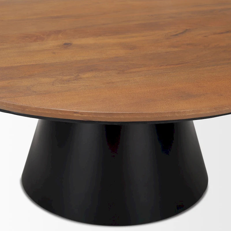 Mitchell Solid Wood Top with Black Cast Iron Base Round Coffee Table