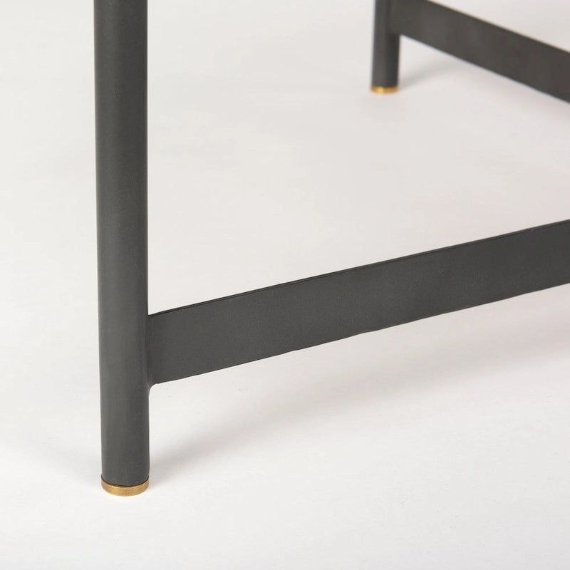 Marquisa Medium Brown Solid Wood w/ Black Iron Frame 42 Round Coffee Table - 42L x 42W x 19H