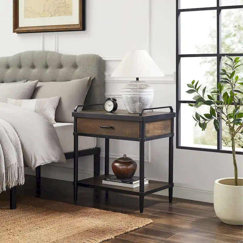 Art Leon Mid-century Wood Side End Table with Drawer