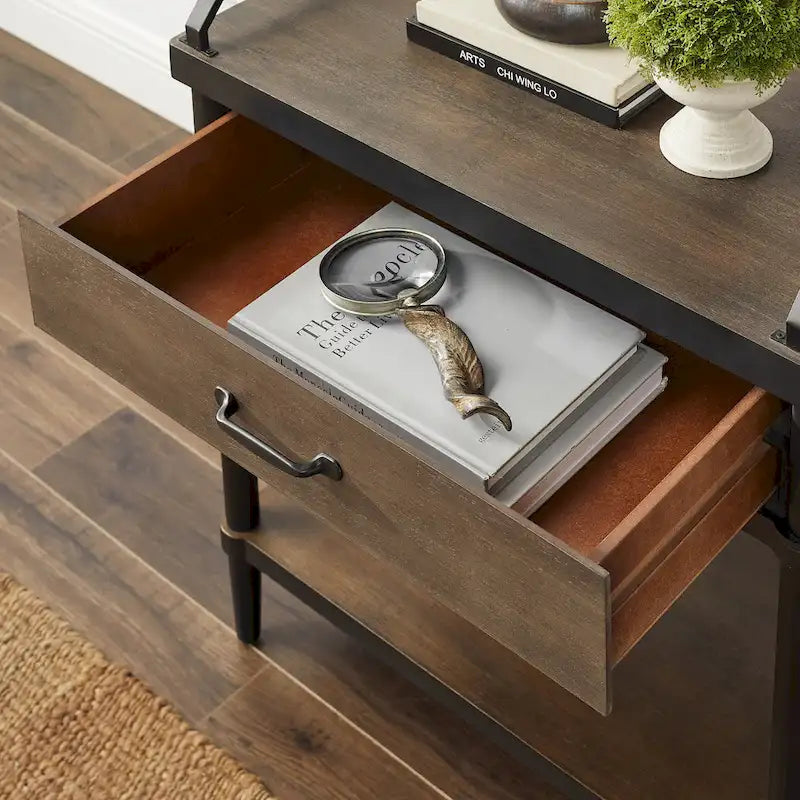 Art Leon Mid-century Wood Side End Table with Drawer