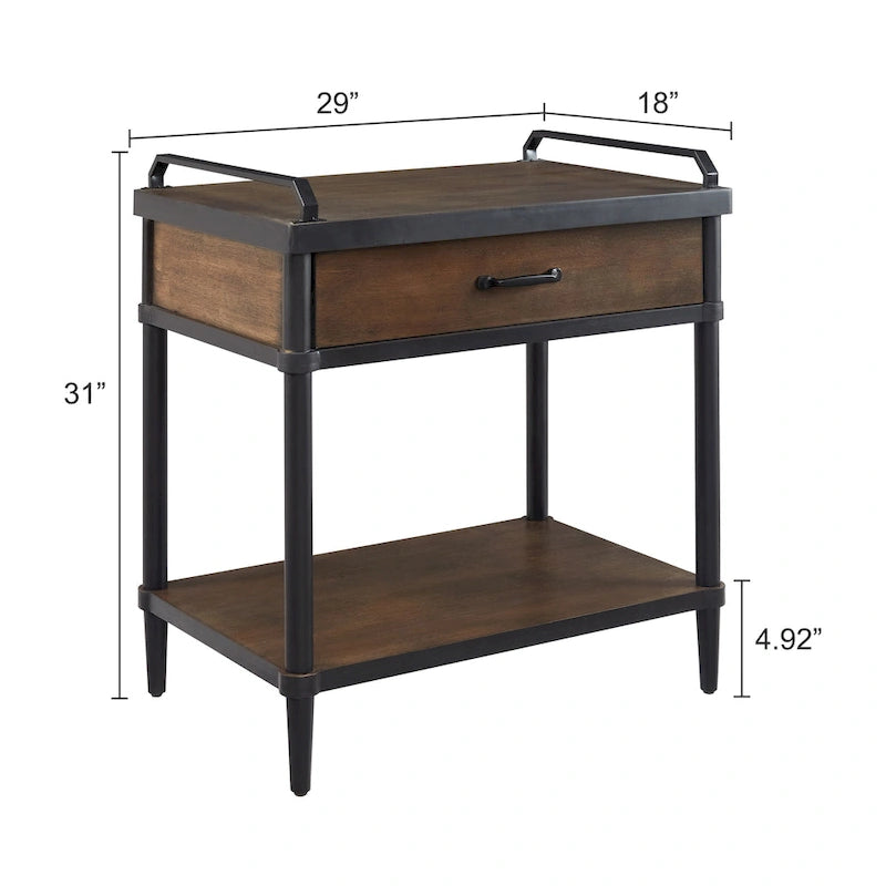 Art Leon Mid-century Wood Side End Table with Drawer