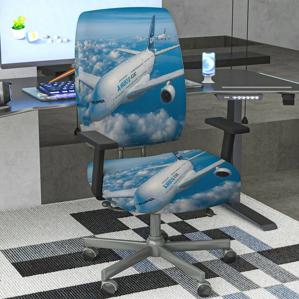 2-Piece Airplane Sky Clouds Travel Aviation  Computer Chair Cover Set, Seat and Backrest