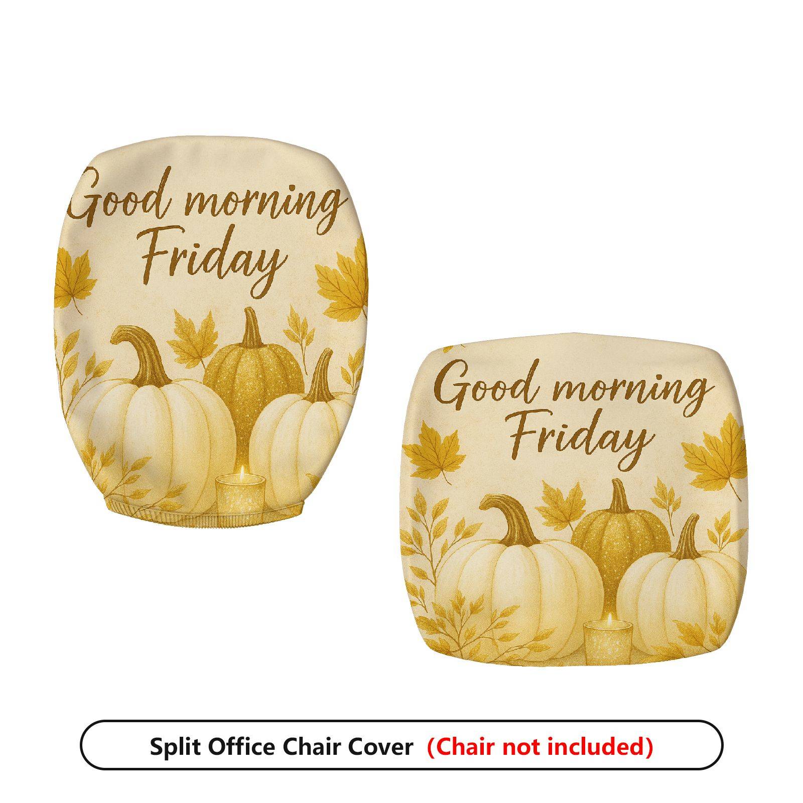 2-Piece Autumn Pumpkin Maple Friday Thanksgiving  Computer Chair Cover Set, Seat and Backrest