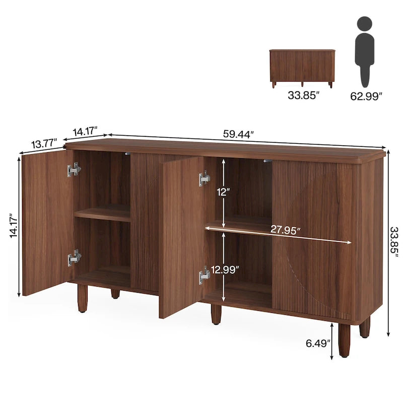 59.4 Inch Modern Buffet Cabinet Sideboard with Doors