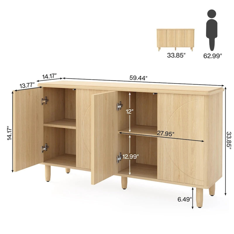 59.4 Inch Modern Buffet Cabinet Sideboard with Doors