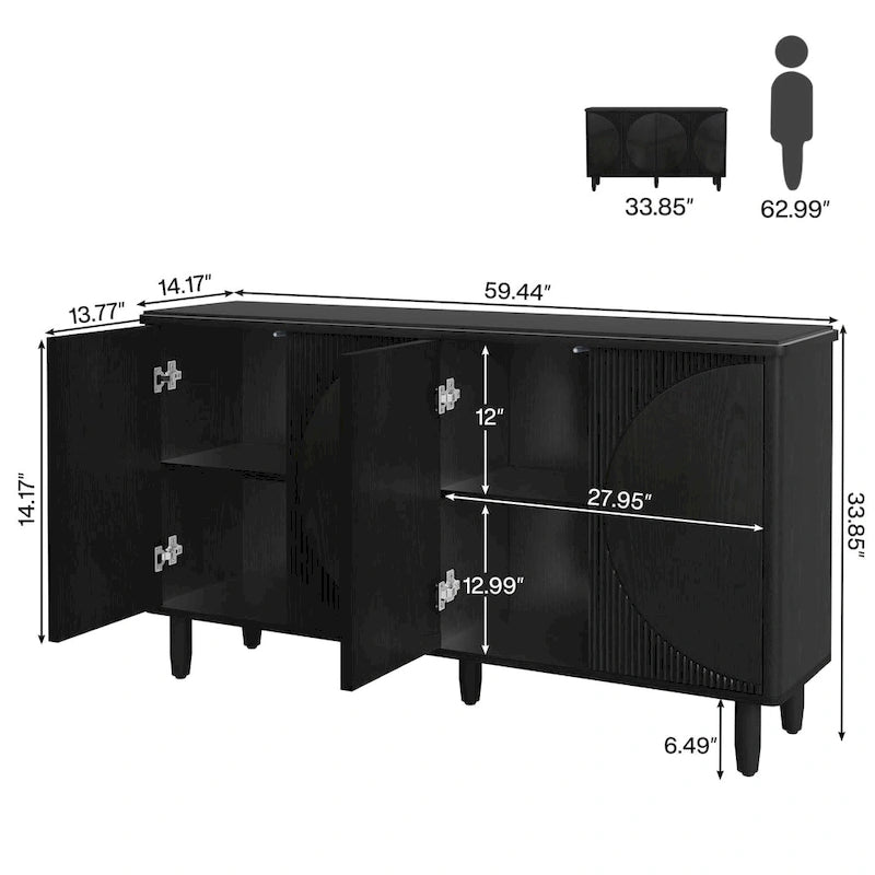 59.4 Inch Modern Buffet Cabinet Sideboard with Doors