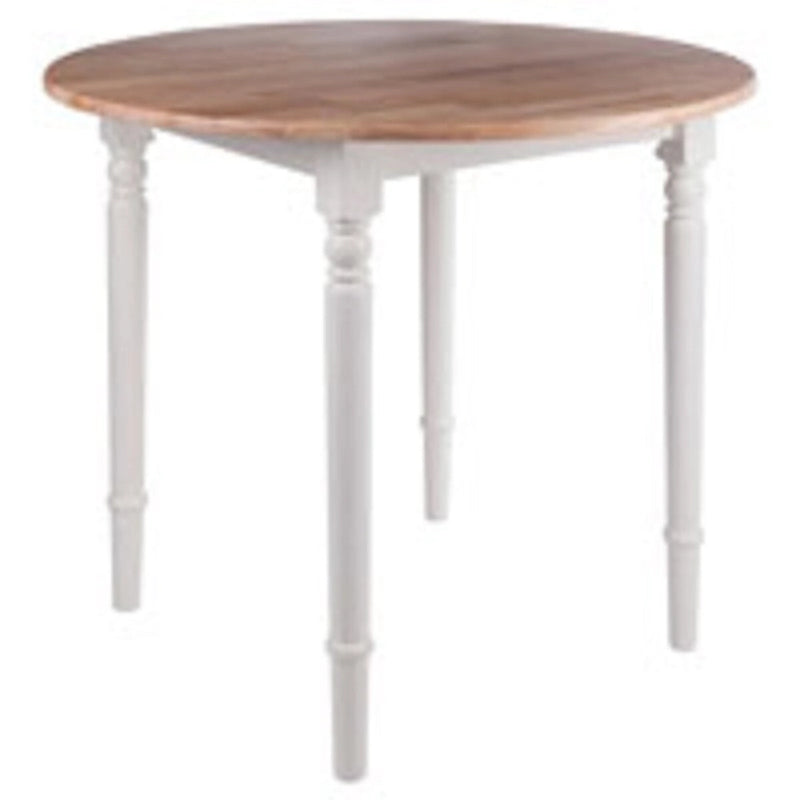 30 Beige and White Round Drop Leaf Table