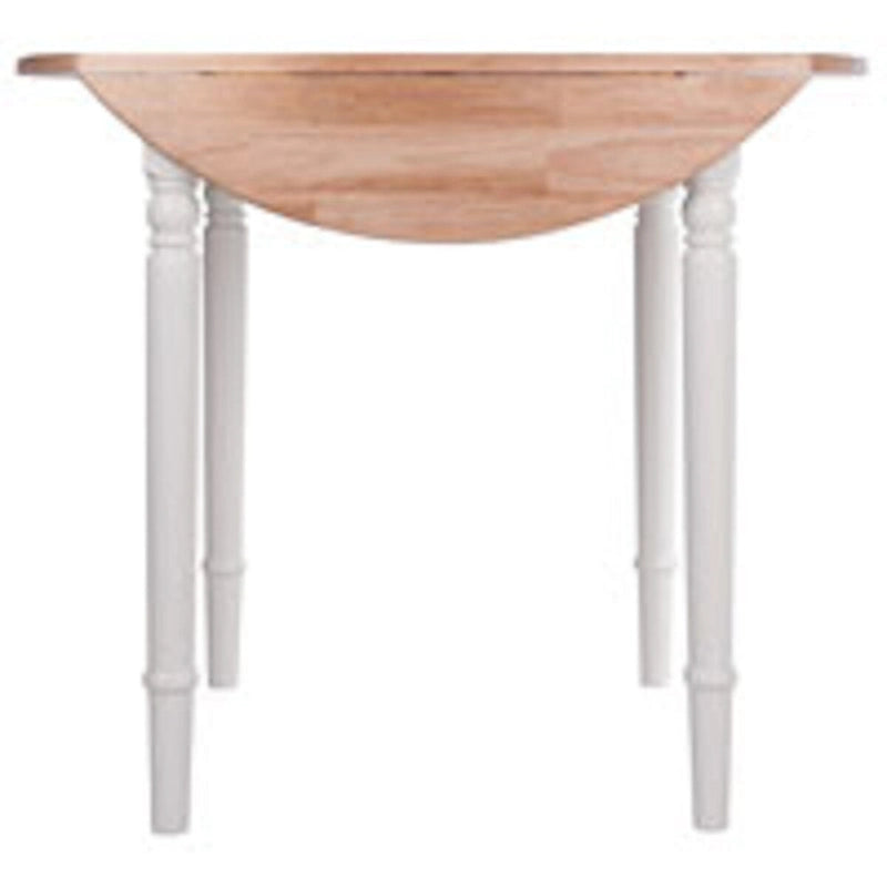 30 Beige and White Round Drop Leaf Table