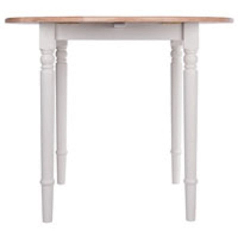 30 Beige and White Round Drop Leaf Table