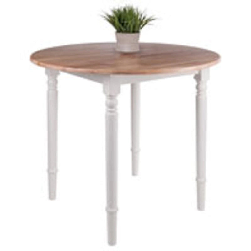 30 Beige and White Round Drop Leaf Table